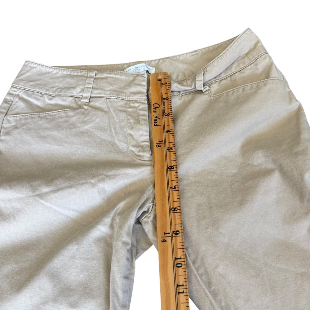 New York & Company Stretch Capri y2k Women Pants Khaki Tan Cropped Chino - Picture 7 of 11